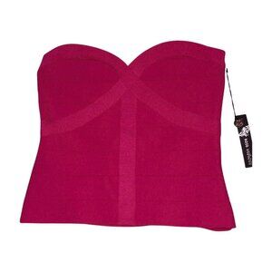 Poof Couture Women’s L Bandage Tube Top Raspberry Pink Strapless Sweetheart NWT